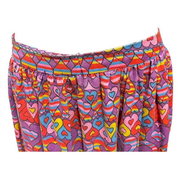 Vintage 1980s Handmade Heart Pattern Long Maxi Skirt Gathered - Picture 5 of 11